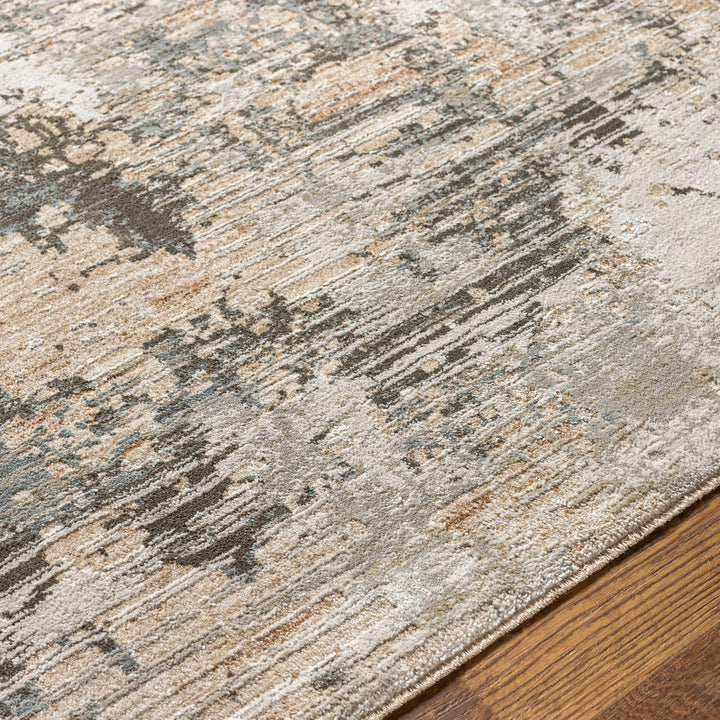 Palanit Modern Abstract Design Gray And Beige Area Rug