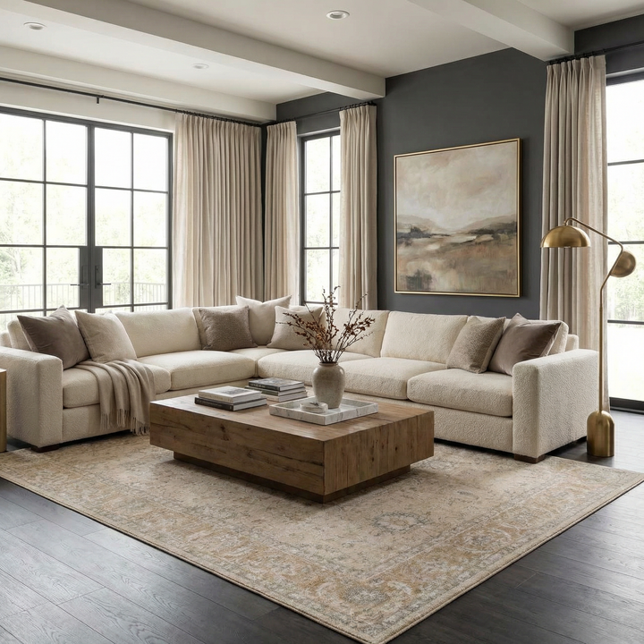 Airlia Traditional Style Beige And Gray Area Rug