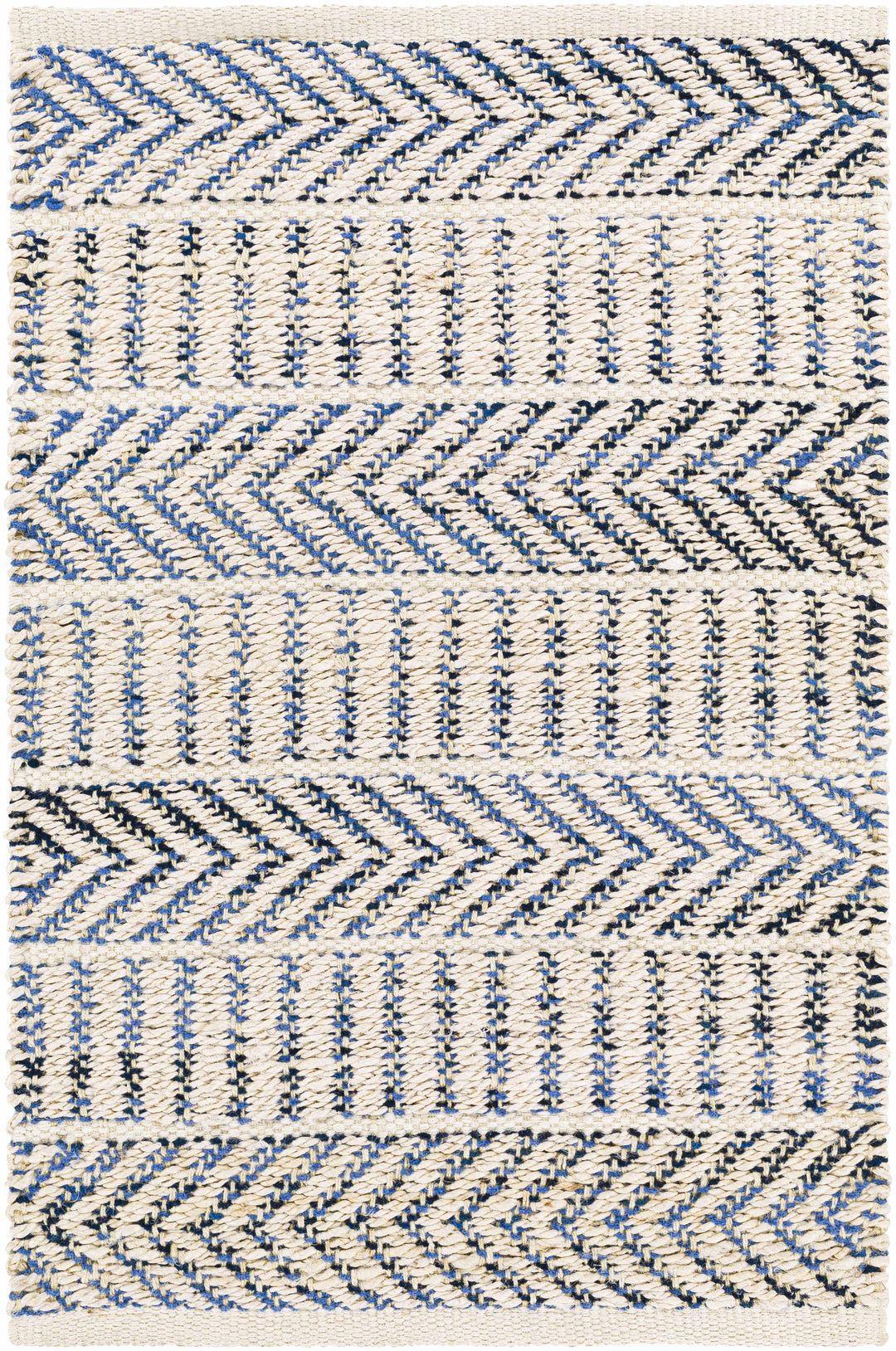 Pontian Contemporary Geometrical Beige And Blue Hand Woven Area Rug