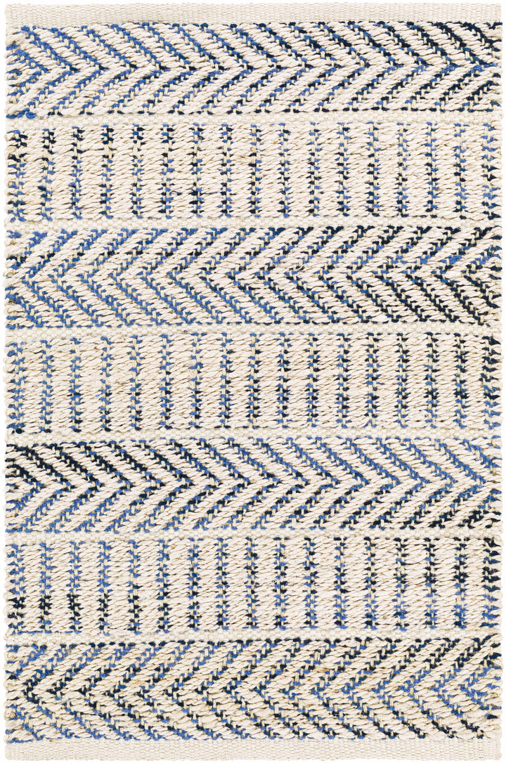 Pontian Contemporary Geometrical Beige And Blue Hand Woven Area Rug