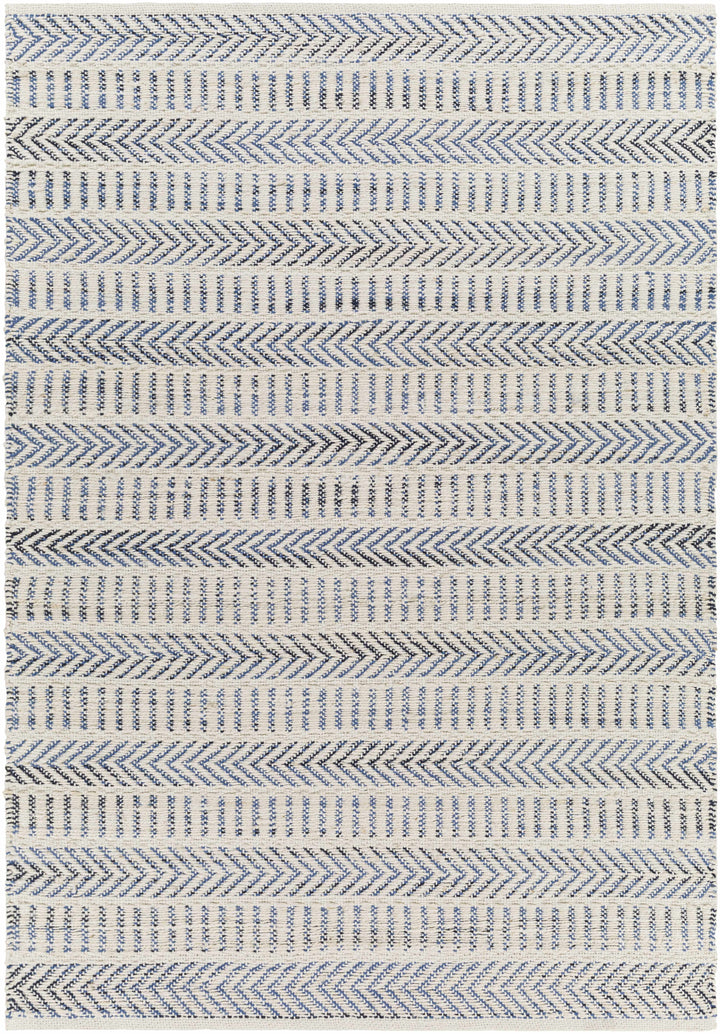 Pontian Contemporary Geometrical Beige And Blue Hand Woven Area Rug