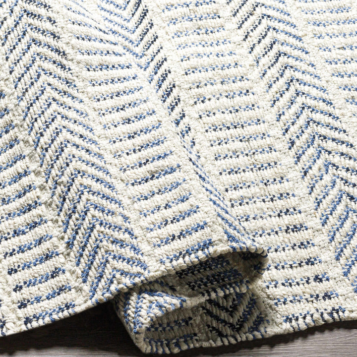 Pontian Contemporary Geometrical Beige And Blue Hand Woven Area Rug