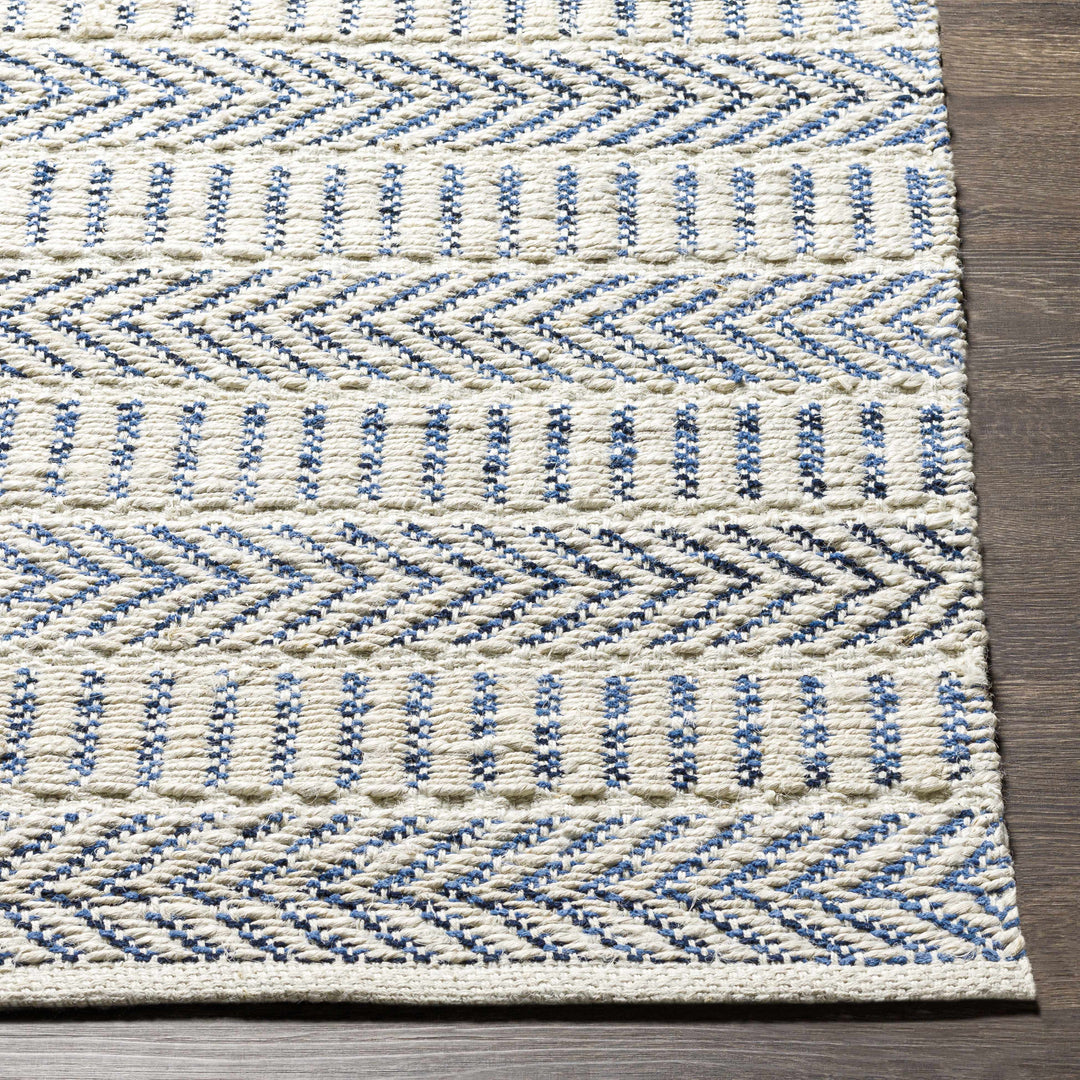 Pontian Contemporary Geometrical Beige And Blue Hand Woven Area Rug