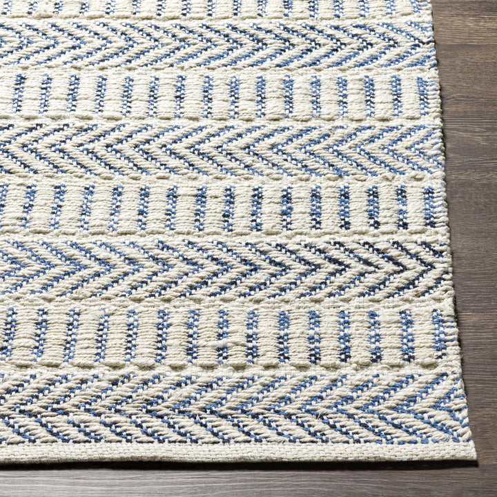 Pontian Contemporary Geometrical Beige And Blue Hand Woven Area Rug