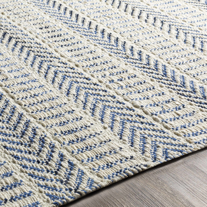 Pontian Contemporary Geometrical Beige And Blue Hand Woven Area Rug