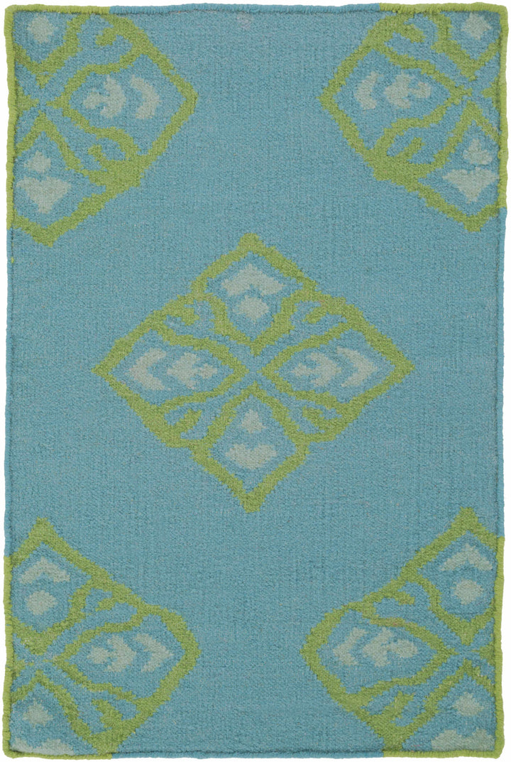 Poestenkill Blue Contemporary Style Hand Woven Wool Area Rug
