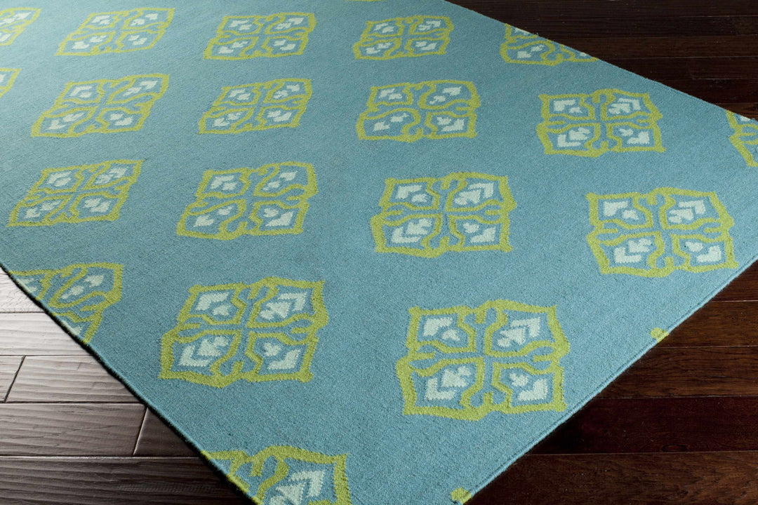 Poestenkill Blue Contemporary Style Hand Woven Wool Area Rug