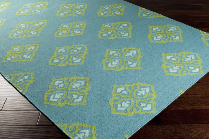 Poestenkill Blue Contemporary Style Hand Woven Wool Area Rug