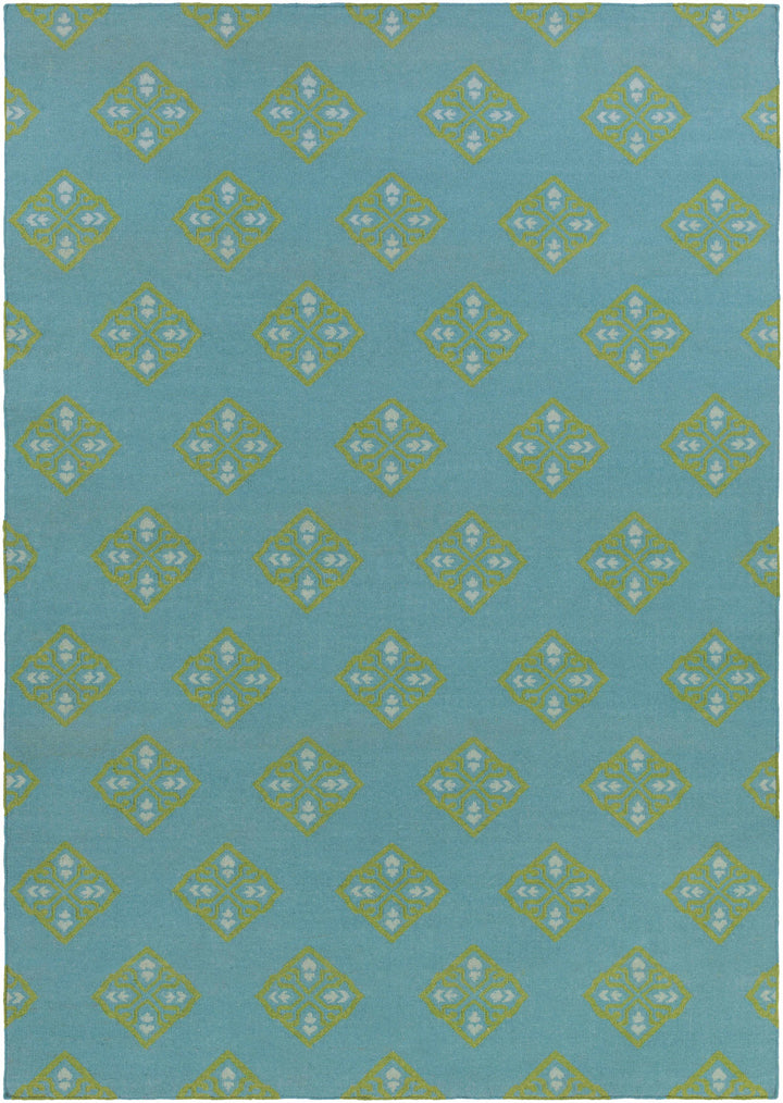 Poestenkill Blue Contemporary Style Hand Woven Wool Area Rug