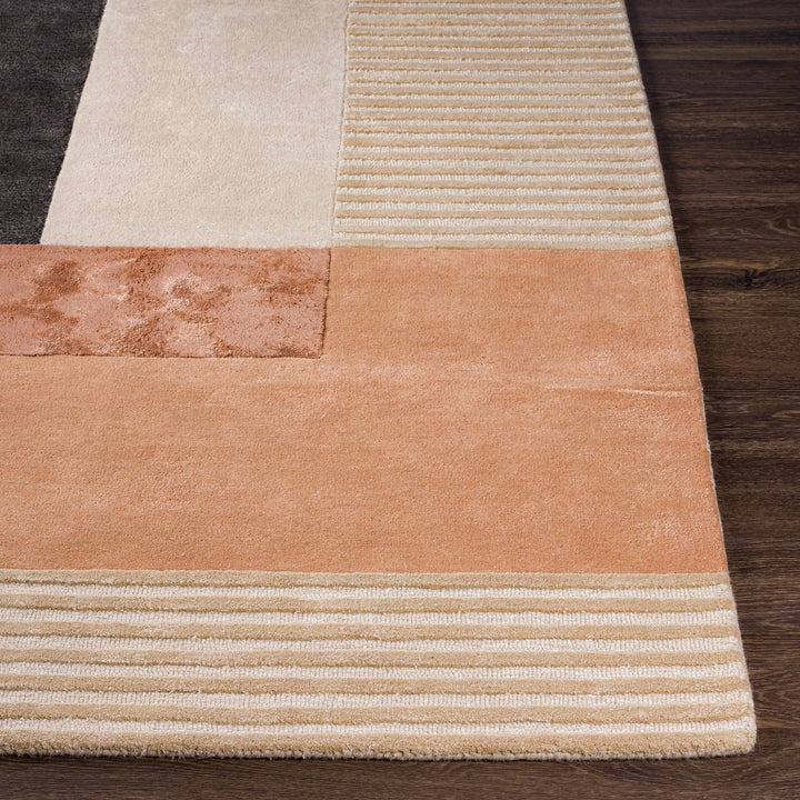Pofadder Contemporary Patchwork Charcoal And Beige Rug - The Rug Decor
