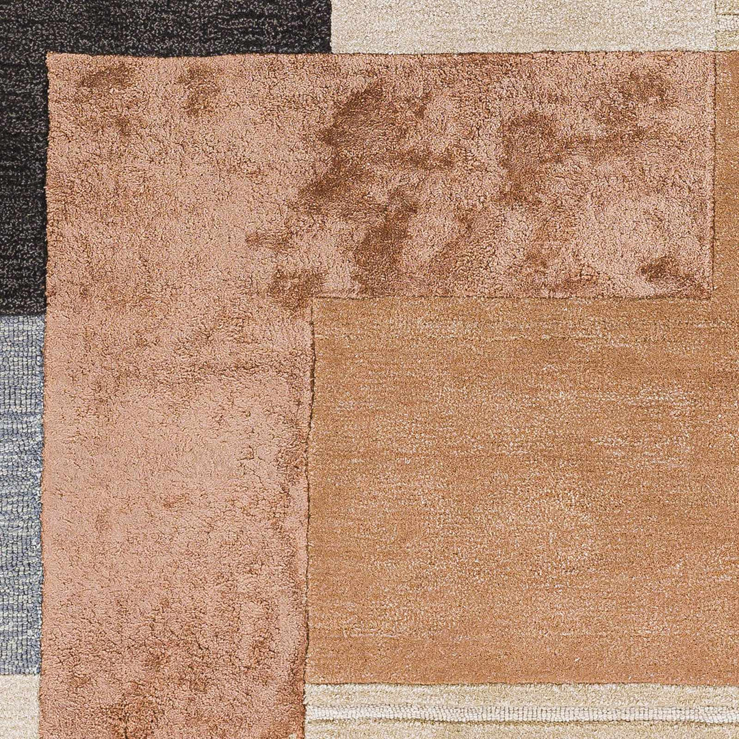 Pofadder Contemporary Patchwork Charcoal And Beige Rug - The Rug Decor