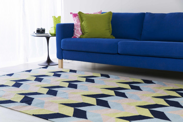 Pojoaque Multicolor Modern Style Hand Woven Wool Area Rug - The Rug Decor