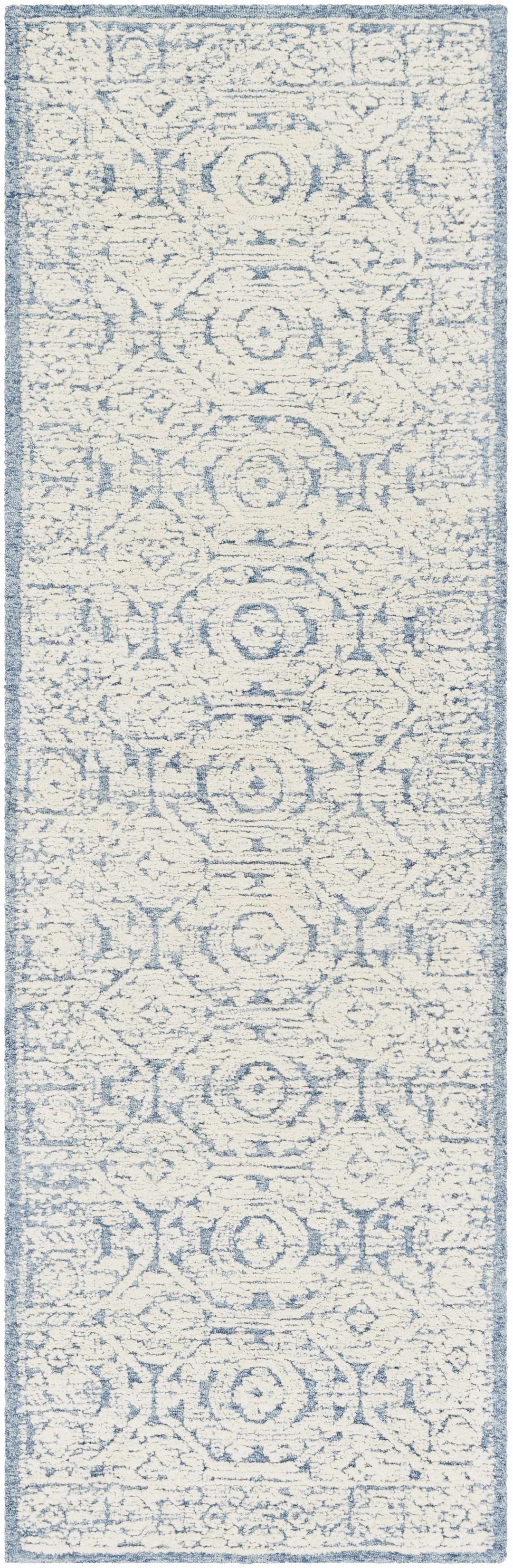 Poland Traditional Ivory And Blue Hand Tufted Area Rug