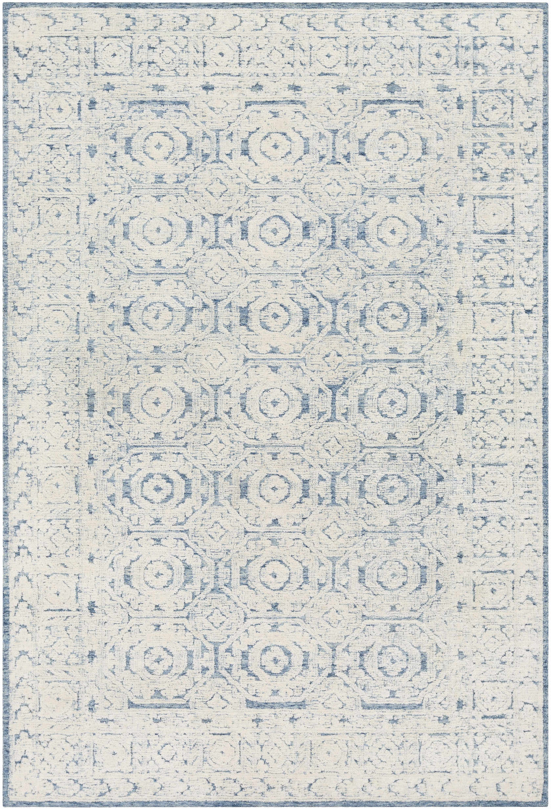 Poland Traditional Ivory And Blue Hand Tufted Area Rug