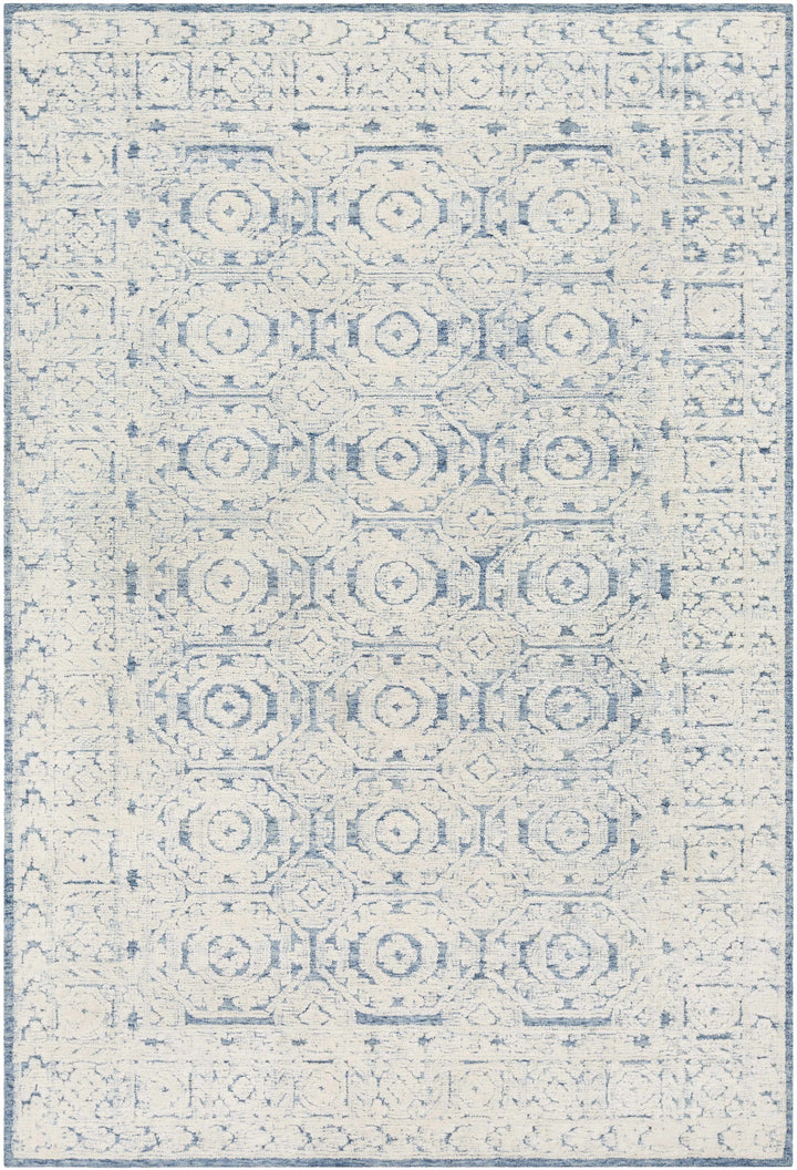 Poland Traditional Ivory And Blue Hand Tufted Area Rug
