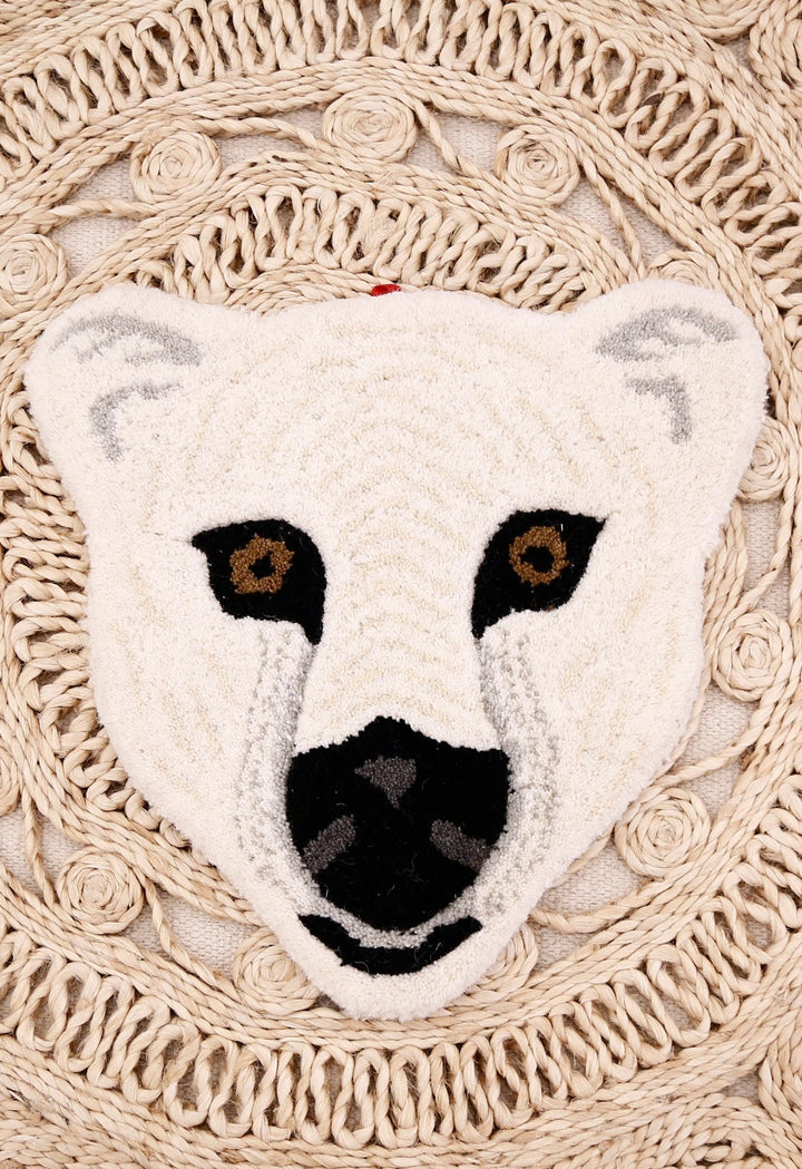 Polar Bear Pattern Ivory And Black Hand Tufted 1x1 Wool Area Rug - The Rug Decor