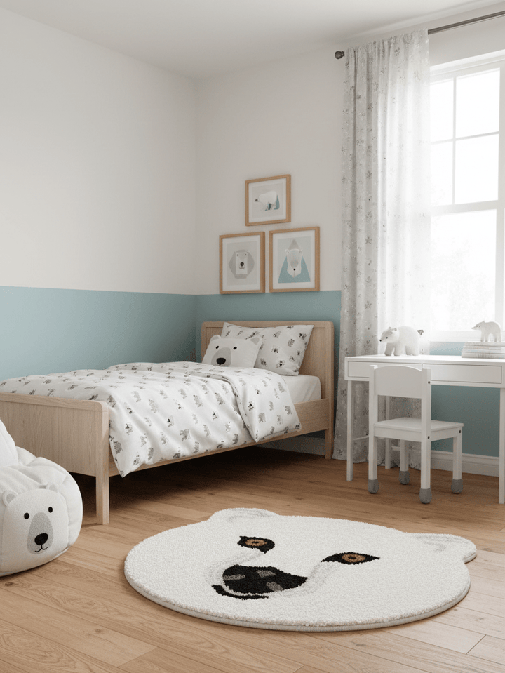 Polar Bear Pattern Ivory And Black Hand Tufted 1x1 Wool Area Rug - The Rug Decor