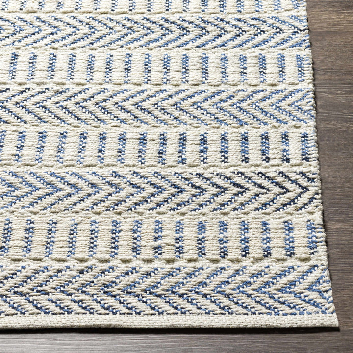Pontian Contemporary Geometrical Beige And Blue Hand Woven Area Rug - The Rug Decor