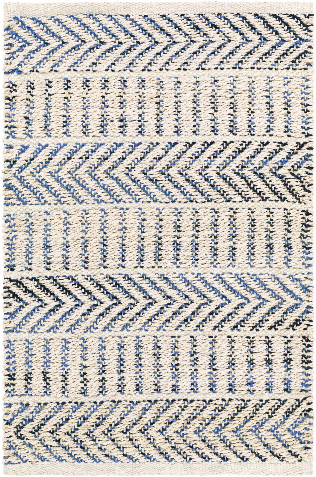 Pontian Contemporary Geometrical Beige And Blue Hand Woven Area Rug - The Rug Decor
