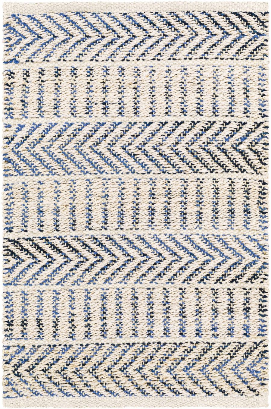 Pontian Contemporary Geometrical Beige And Blue Hand Woven Area Rug - The Rug Decor