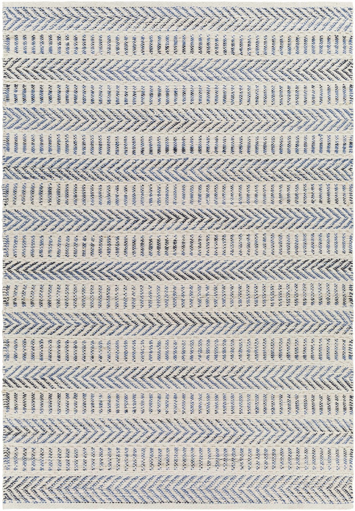 Pontian Contemporary Geometrical Beige And Blue Hand Woven Area Rug - The Rug Decor