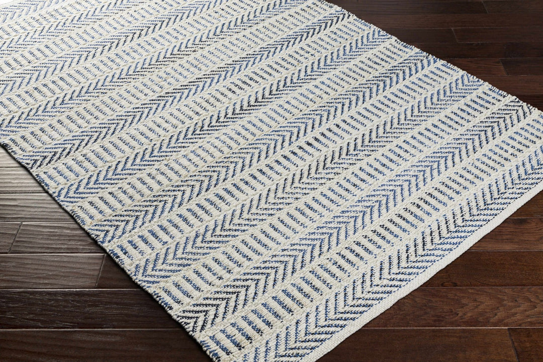 Pontian Contemporary Geometrical Beige And Blue Hand Woven Area Rug - The Rug Decor