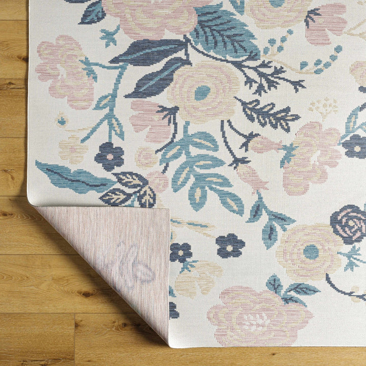 Ponto Modern Floral Design Cream & Blue Area Rug - The Rug Decor