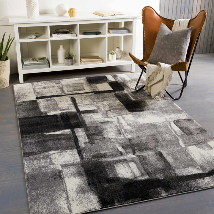 Porterville Modern Abstract Design Black And Gray Area Rug - The Rug Decor