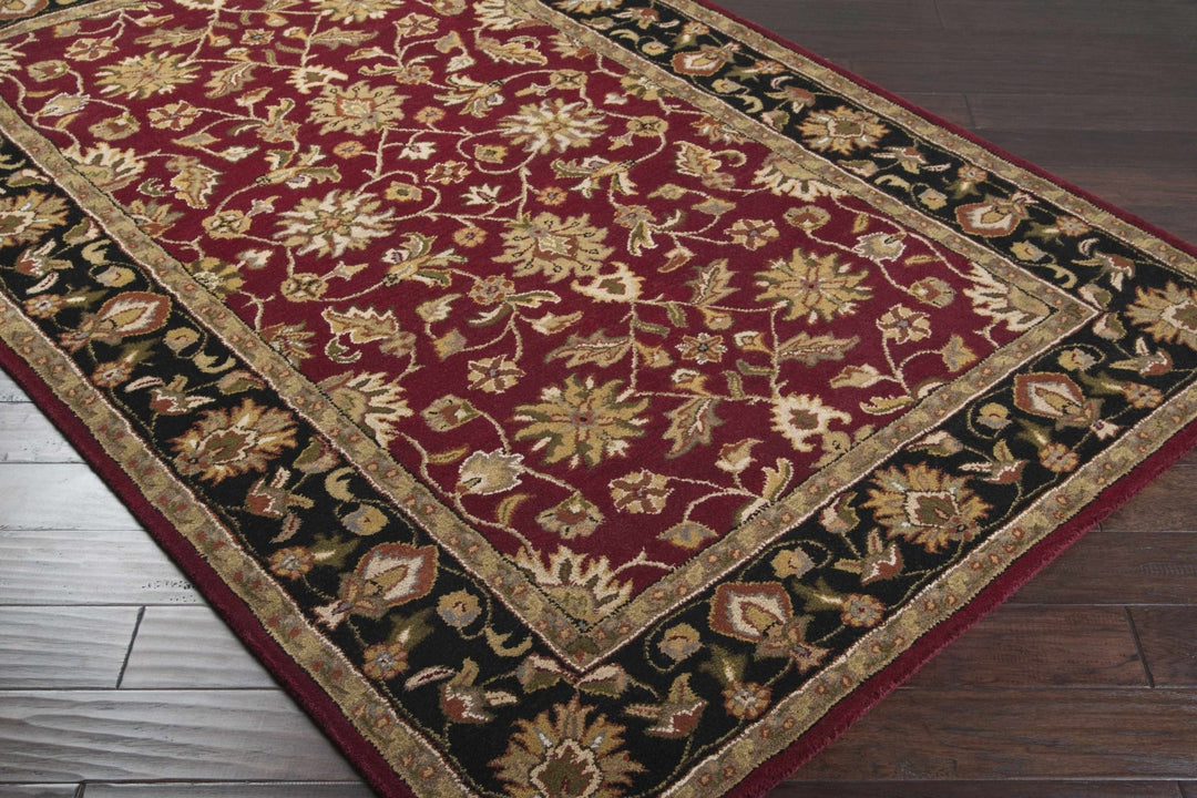 Porthcawl Traditional Persian Maroon And Black Wool Area Rug - The Rug Decor