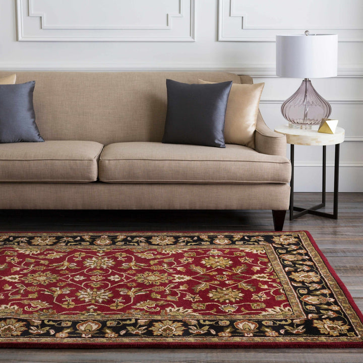 Porthcawl Traditional Persian Maroon And Black Wool Area Rug - The Rug Decor