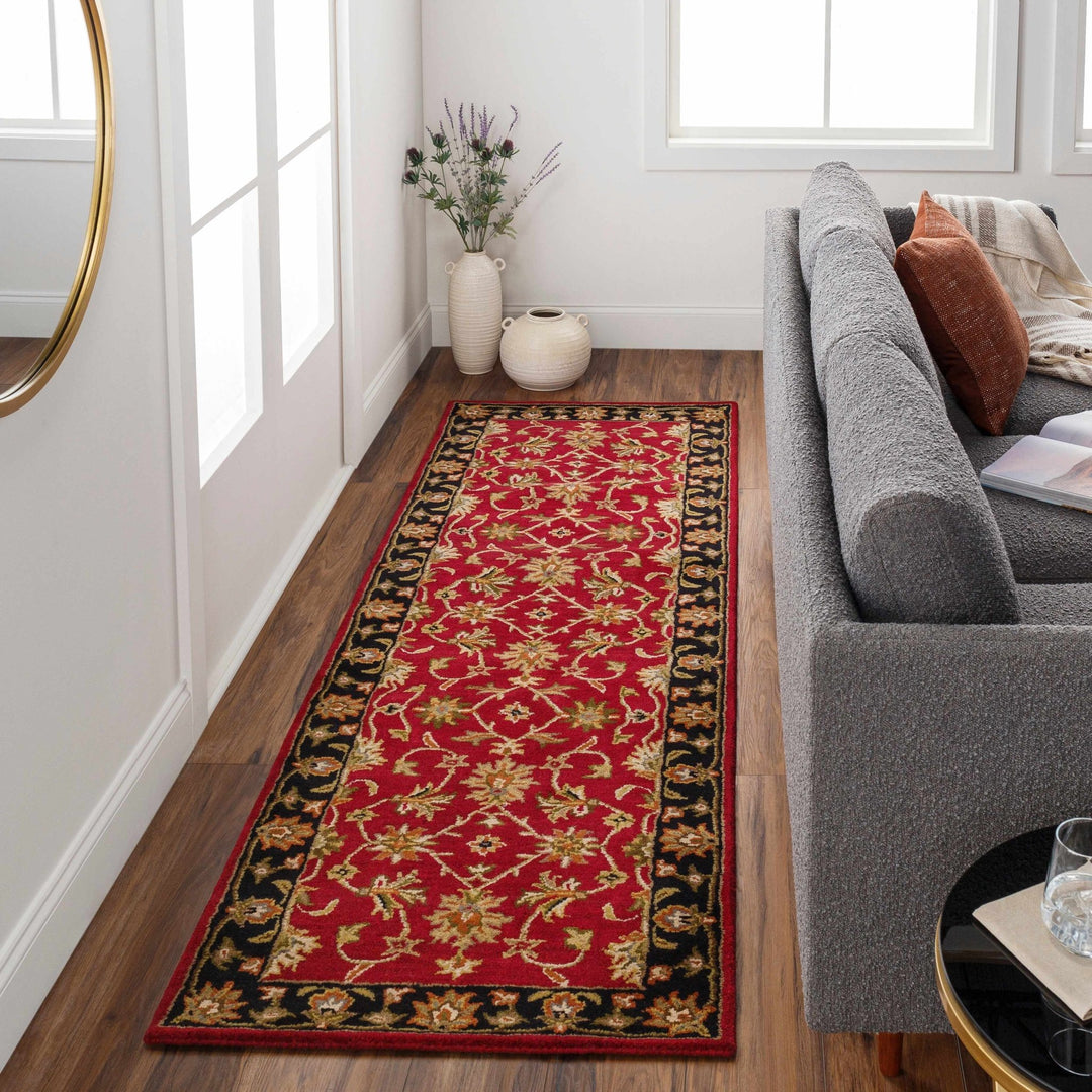 Porthcawl Traditional Persian Maroon And Black Wool Area Rug - The Rug Decor