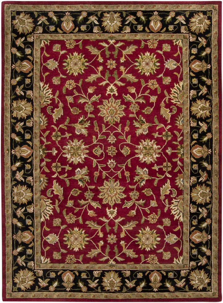 Porthcawl Traditional Persian Maroon And Black Wool Area Rug - The Rug Decor