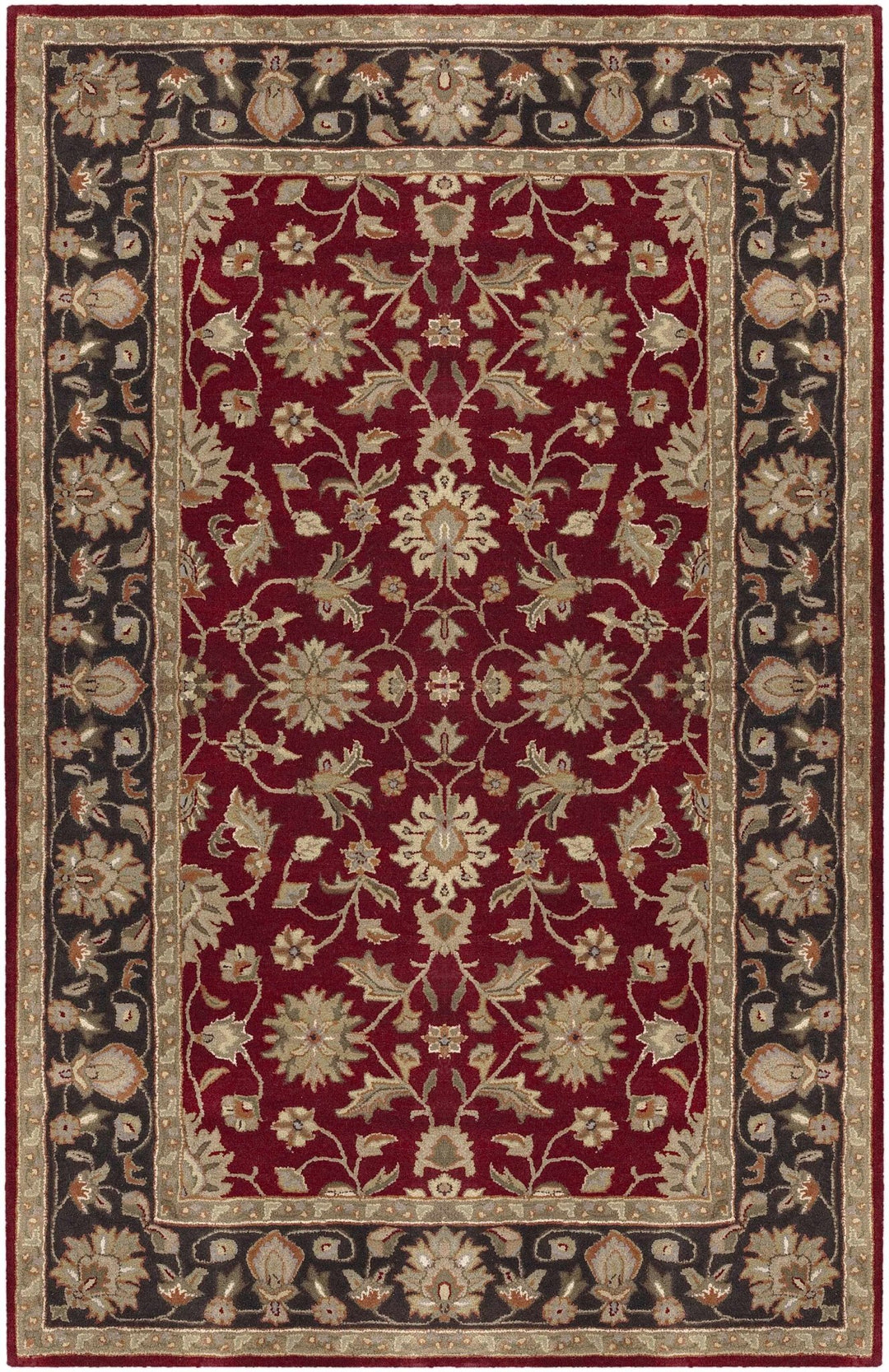 Porthcawl Traditional Persian Maroon And Black Wool Area Rug - The Rug Decor