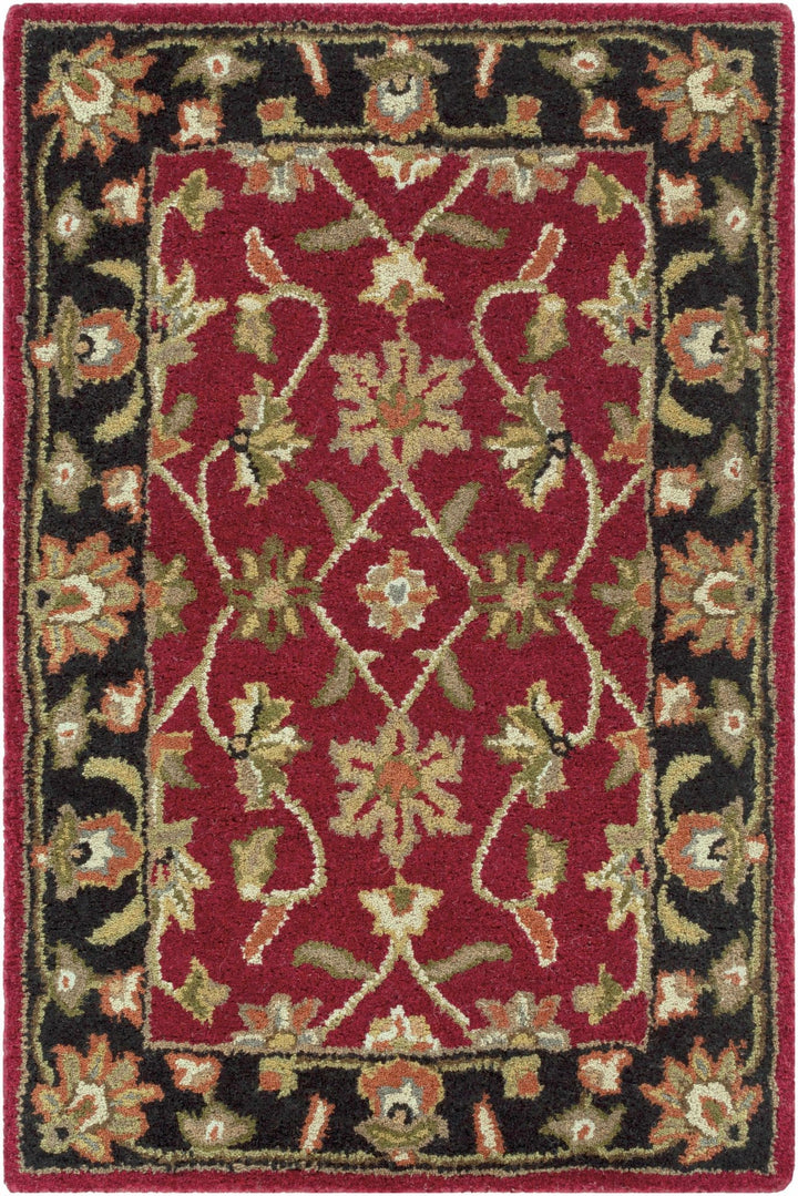 Porthcawl Traditional Persian Maroon And Black Wool Area Rug - The Rug Decor