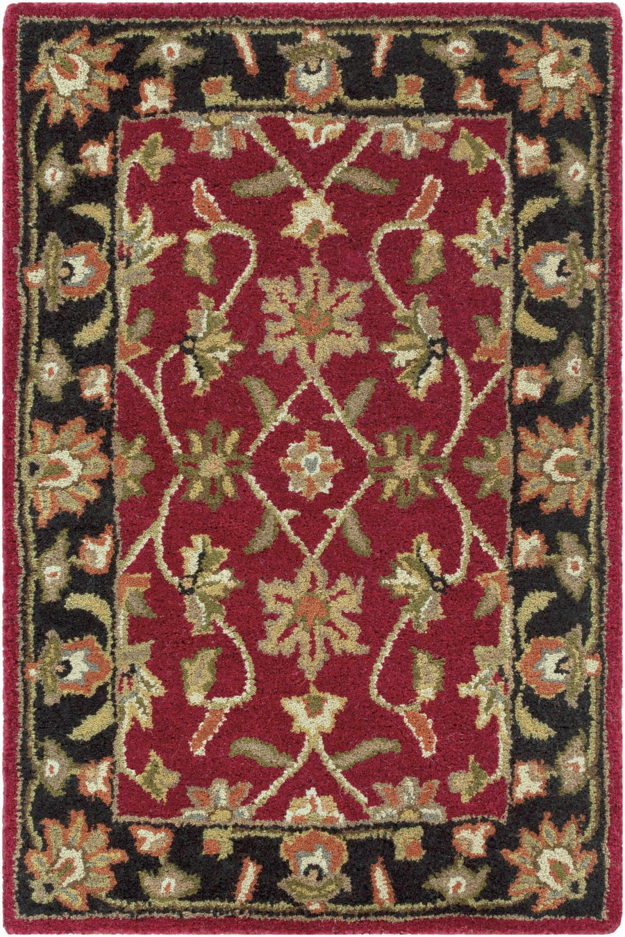 Porthcawl Traditional Persian Maroon And Black Wool Area Rug - The Rug Decor