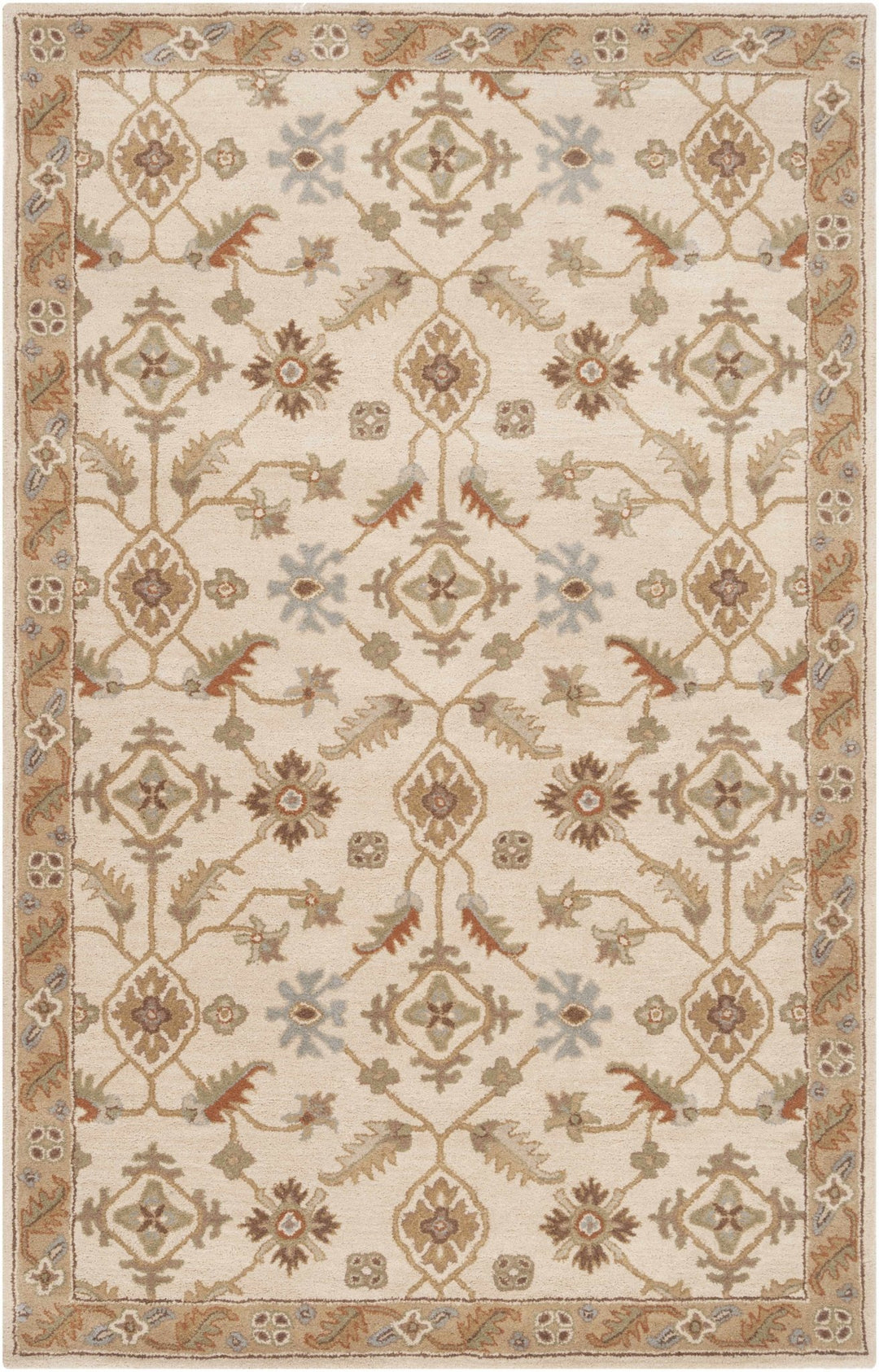 Postelle Traditional Floral Design Beige Hand Tufted Wool Area Rug - The Rug Decor