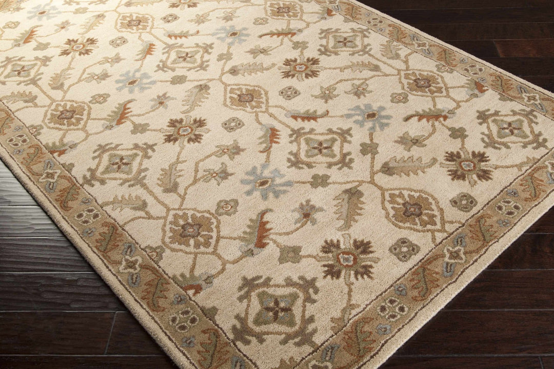 Postelle Traditional Floral Design Beige Hand Tufted Wool Area Rug - The Rug Decor