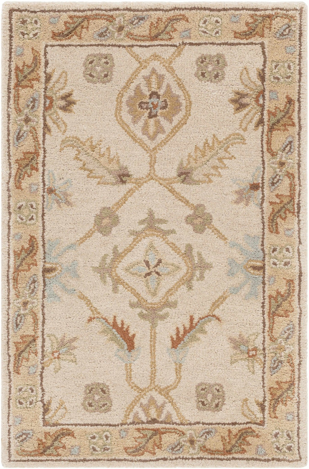 Postelle Traditional Floral Design Beige Hand Tufted Wool Area Rug - The Rug Decor