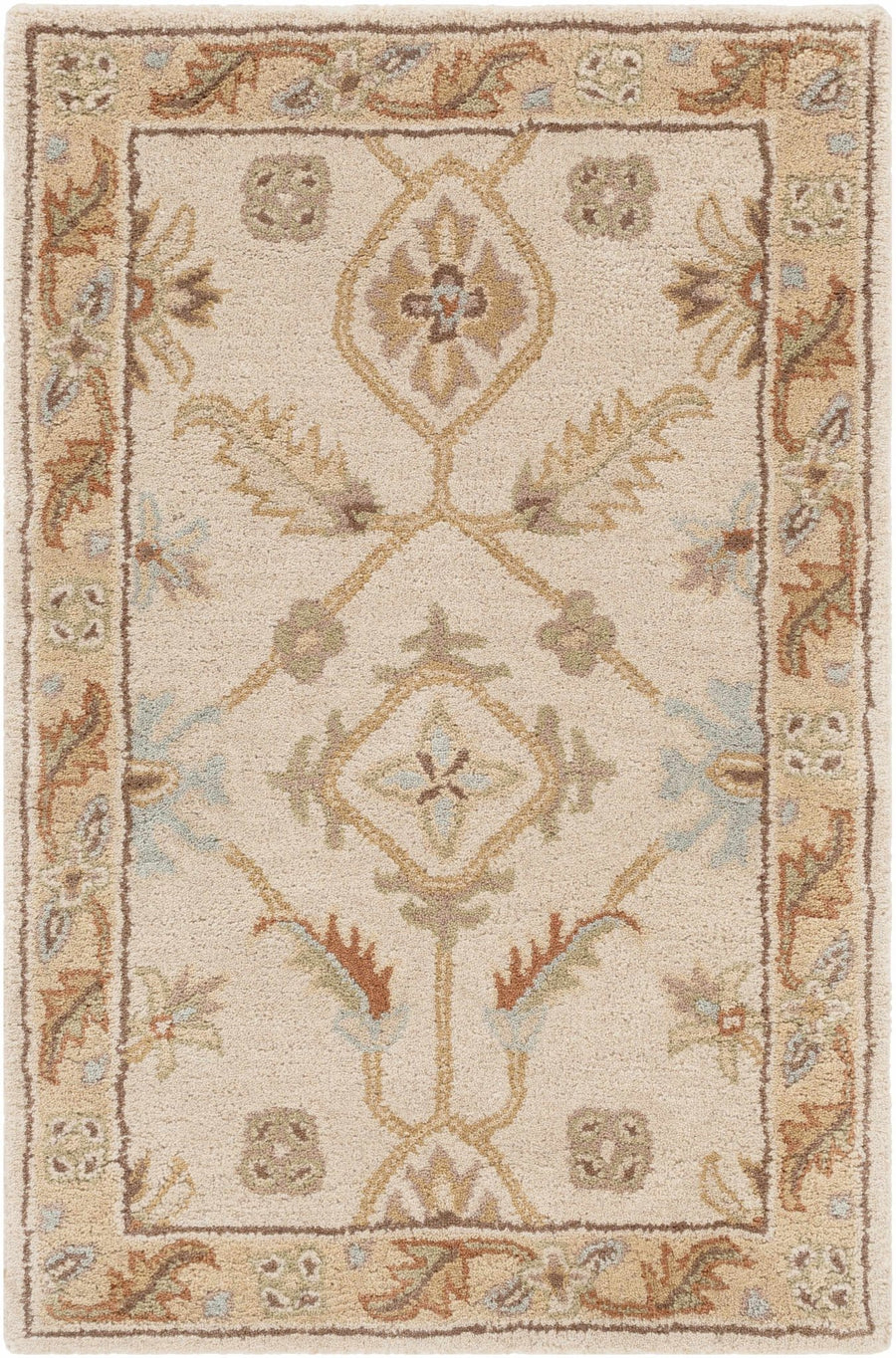Postelle Traditional Floral Design Beige Hand Tufted Wool Area Rug - The Rug Decor