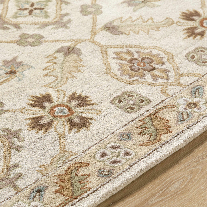 Postelle Traditional Floral Design Beige Hand Tufted Wool Area Rug - The Rug Decor