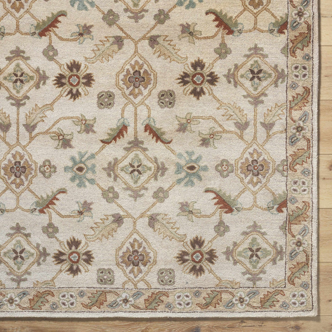 Postelle Traditional Floral Design Beige Hand Tufted Wool Area Rug - The Rug Decor