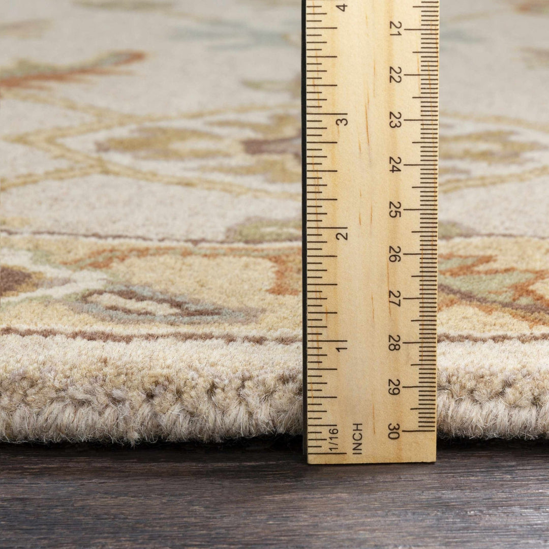 Postelle Traditional Floral Design Beige Hand Tufted Wool Area Rug - The Rug Decor