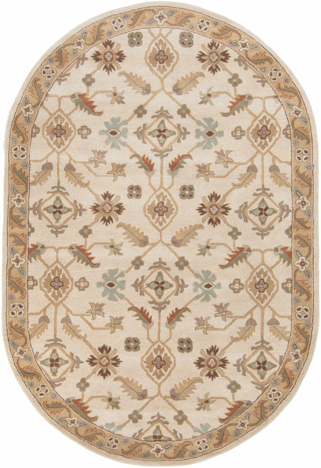 Postelle Traditional Floral Design Beige Hand Tufted Wool Area Rug - The Rug Decor