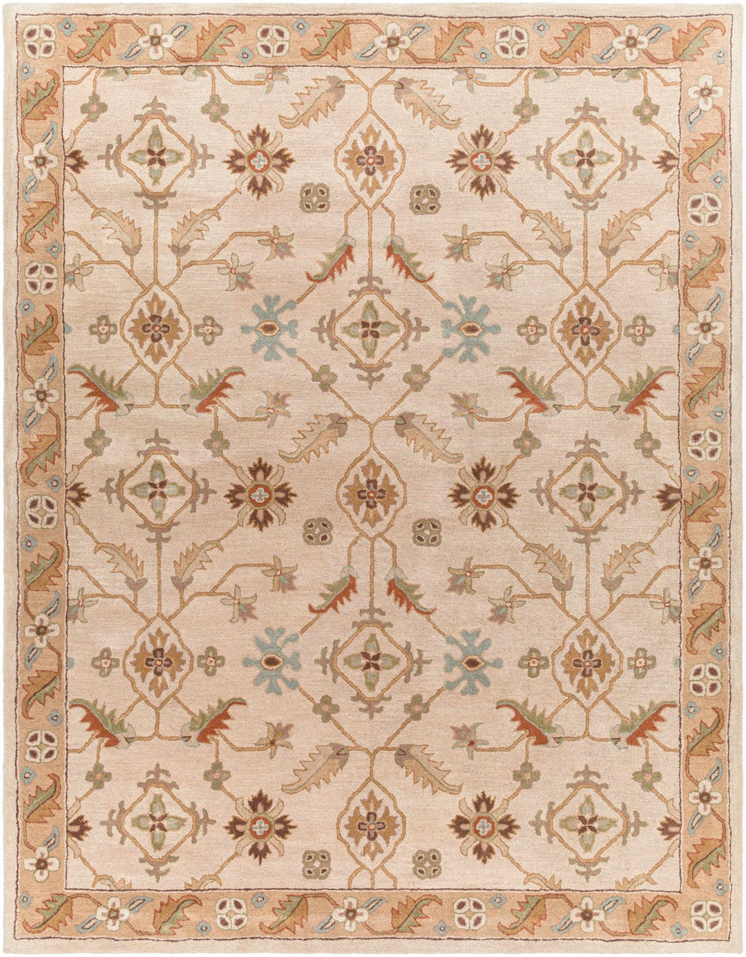 Postelle Traditional Floral Design Beige Hand Tufted Wool Area Rug - The Rug Decor