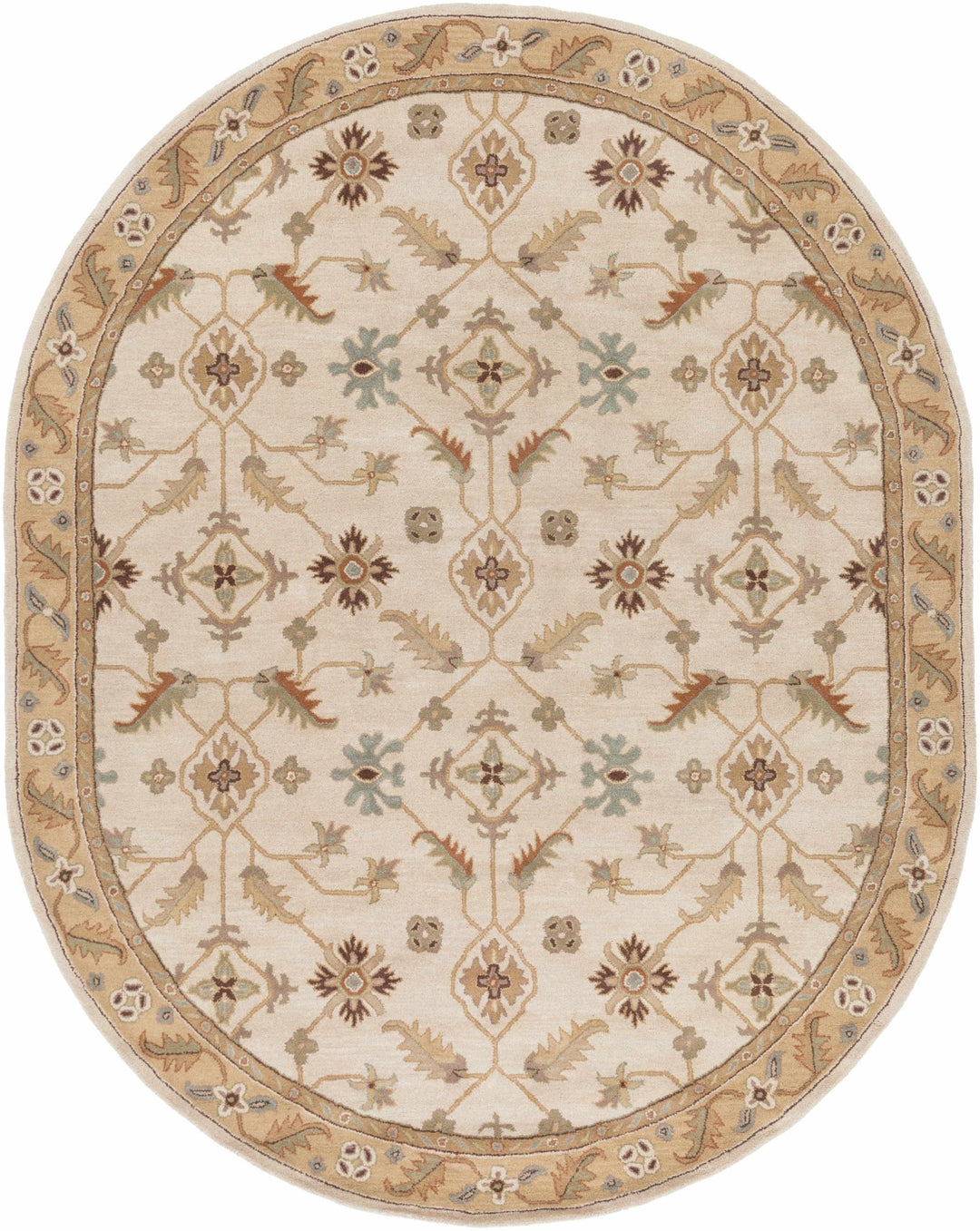 Postelle Traditional Floral Design Beige Hand Tufted Wool Area Rug - The Rug Decor