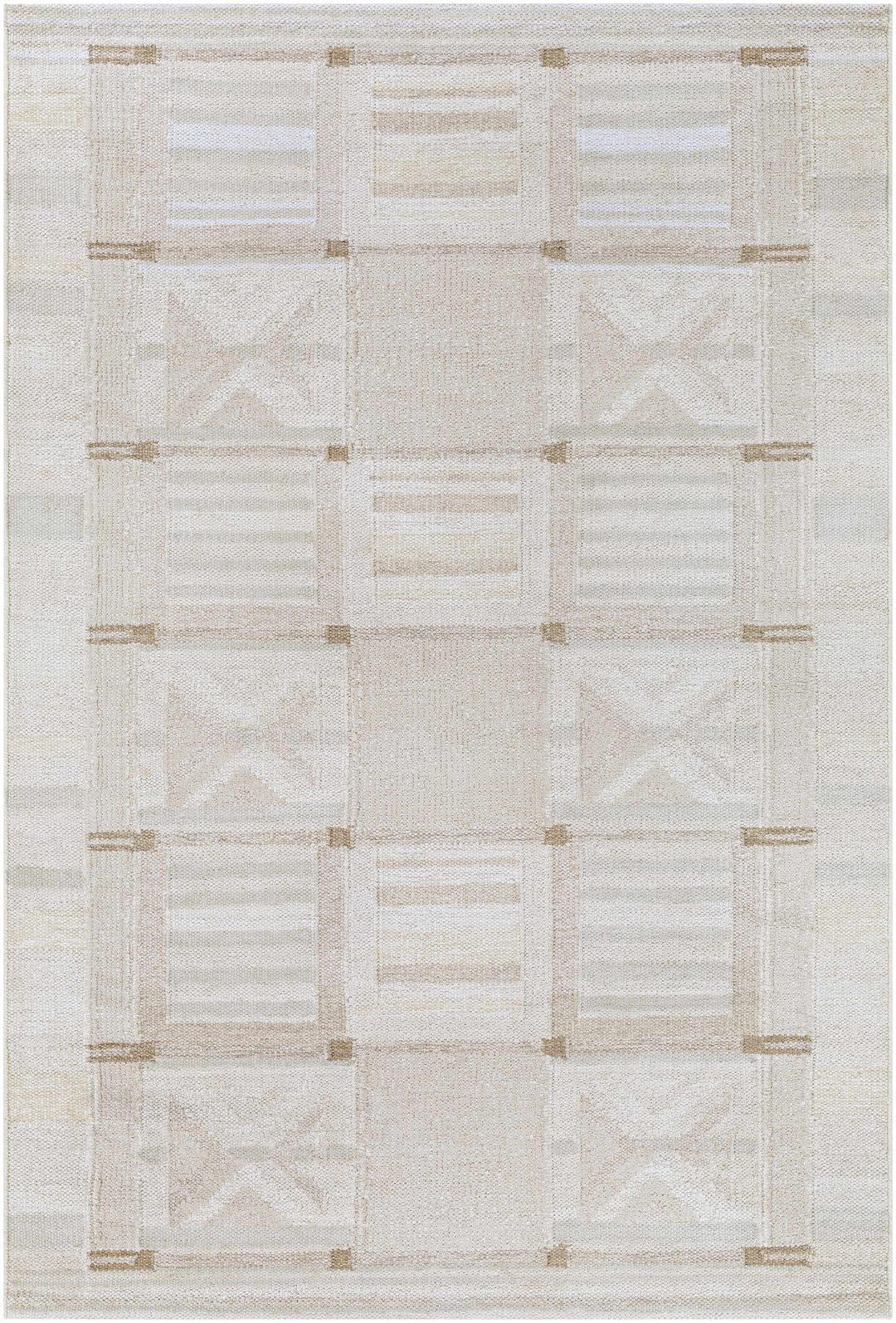 Pearcedale Modern Geometrical Design Ivory And Beige Area Rug