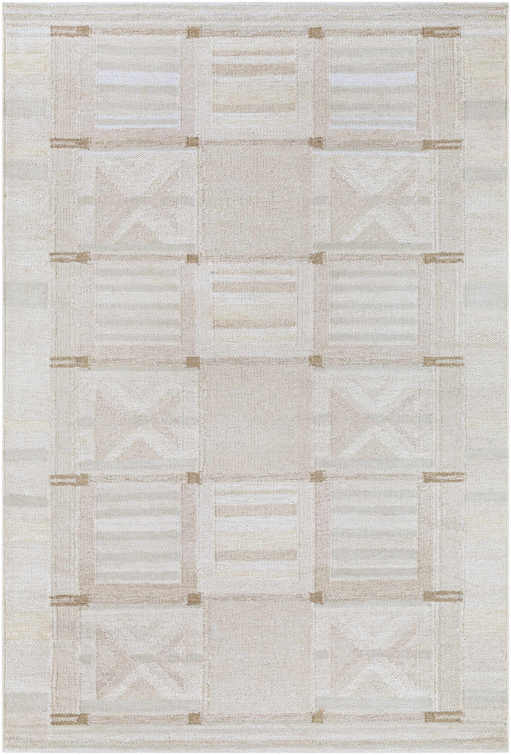 Pearcedale Modern Geometrical Design Ivory And Beige Area Rug