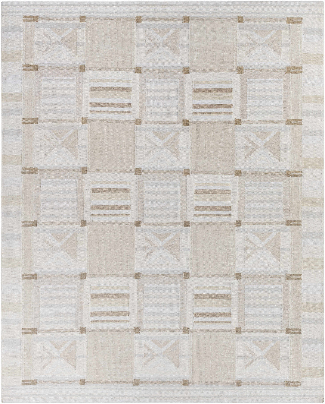 Pearcedale Modern Geometrical Design Ivory And Beige Area Rug