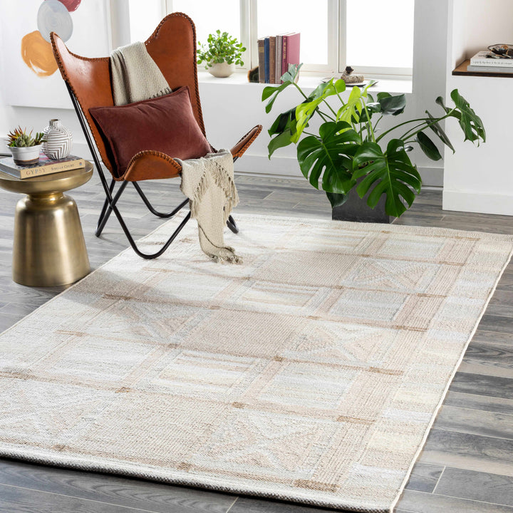 Pearcedale Modern Geometrical Design Ivory And Beige Area Rug