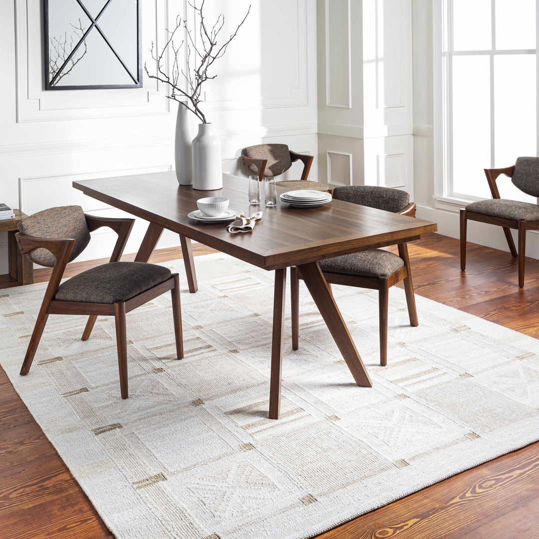 Pearcedale Modern Geometrical Design Ivory And Beige Area Rug